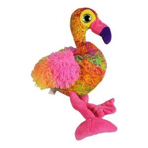 Fiesta Pink Flamingo Plush Colorful Rainbow Long Legs Stuffed Animal Novelty 20"